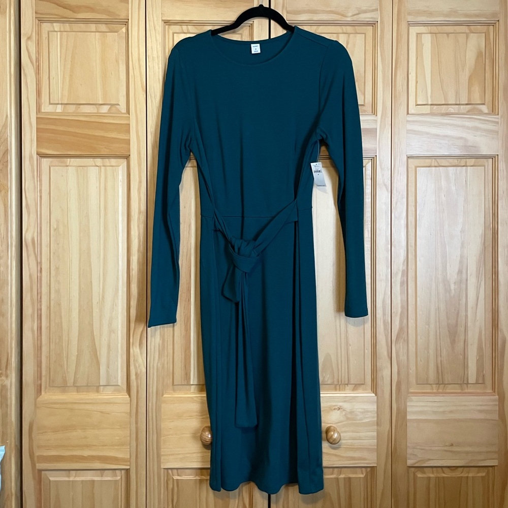NWT Old Navy teal midi long sleeve dress